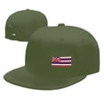 thumbnail image 4 of DouZhe Flat Brim Cap Snapback Hat, Hawaii État Rayures Drapeau Imprime Réglable Vert Adulte Baseball Cap, 4 of 6