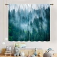 thumbnail image 3 of Forest Green Blackout Curtains, Misty Woodland Nature Green Pine Trees Branch Wildlife Landscape Forest Dark Green Scenery Window Drapes Treatment for Bedroom Living Room Kitchen 2 Panel, 52"x63" Inch, 3 of 5