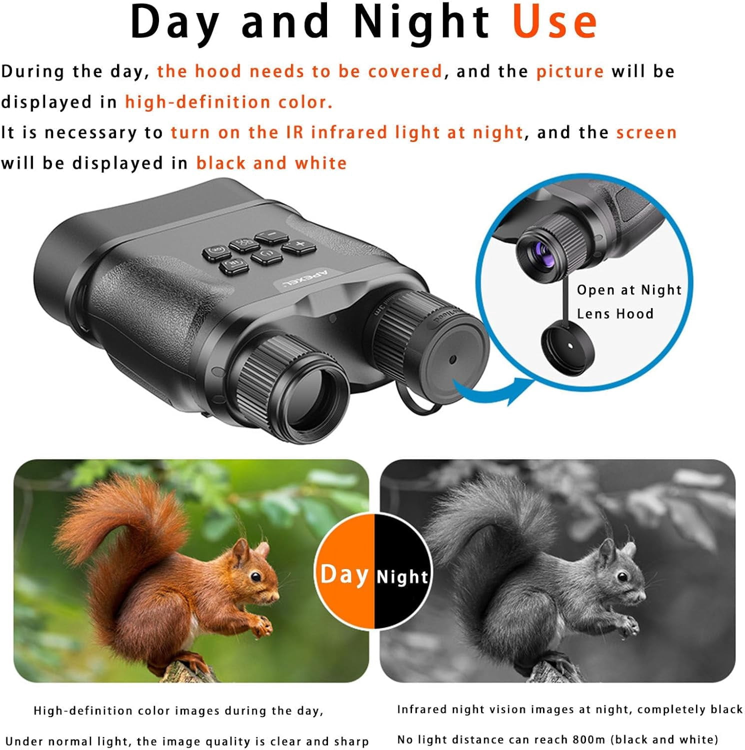 Night Vision Binoculars, 12X Zoom Digital Infrared Night Vision Goggles with 2.3'' LCD Screen for Hunting/Camping/Military Tactical, 32GB SD Card.