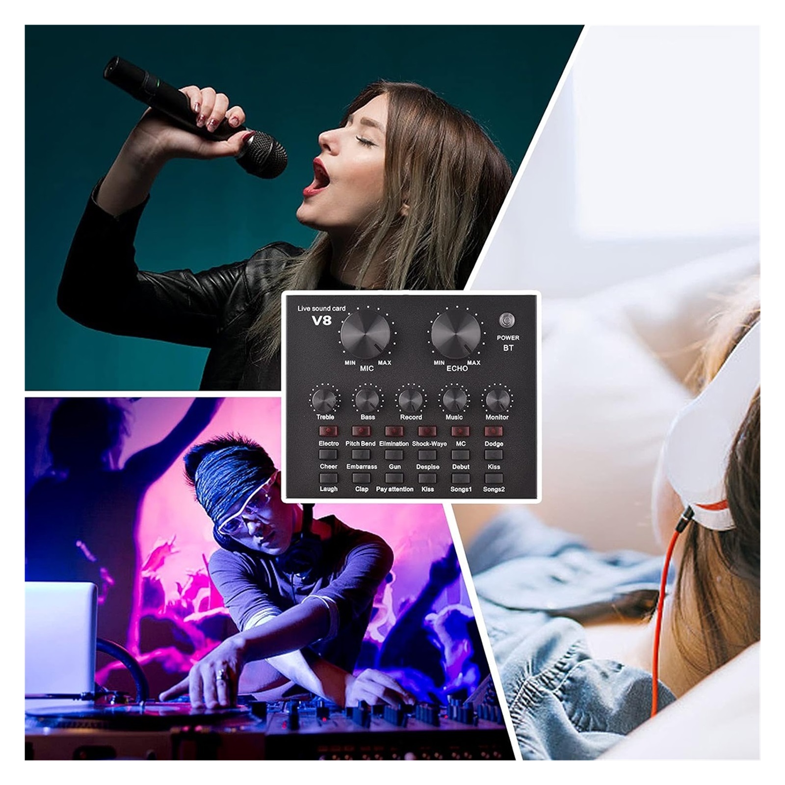 Podcast Microphone Set with Microphone for Gamers and All-in-One DJ Mixer for Live Streaming,Singing
