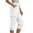 thumbnail image 5 of Dwellite Capri Pants for Women Casual Summer Spring Stretch Straight Leg Cargo Capris with Pockets Cropped Trouser White L, 5 of 8