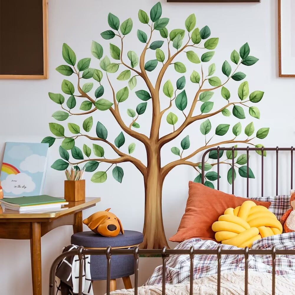 Large Tree Wall Decals Green Plants Jungle Wall Stickers tree Wall Stickers for Kids Room Classroom Nursery Bedroom Home Decor DIY Peel and Stick Art Murals for Bedroom Nursery Office