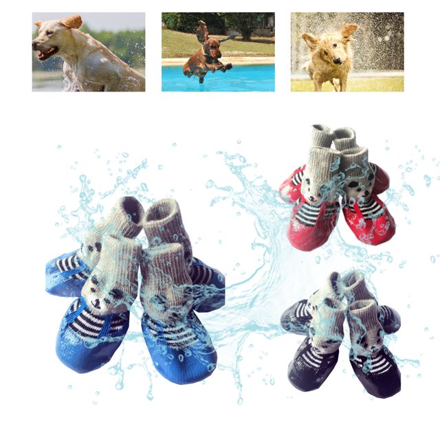 4 Uds calcetines para mascotas antideslizantes impermeables Protector de pata calcetines de deporte para exterior zapatos botas perros Protector pata lluvia nieve zapatos