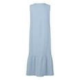 thumbnail image 5 of Atogsazn Sundresses for Women Casual Loose Solid Solor Button Pocket Sleeveless V-Neck Long Dress Plus Size Summer Dresses Light Blue M on Clearance, 5 of 5