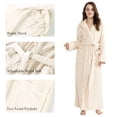 thumbnail image 3 of Women's Long Hooded Robes Luxurious Plush Fleece Bathrobe with Belt & Pocket Full Length Ladies Robes Winter Warm Housecoat Nightgown - M & Beige, 3 of 8