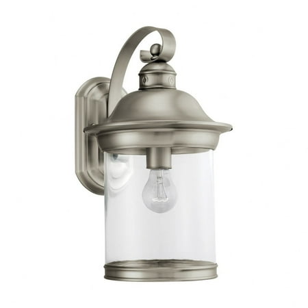 Sea Gull Hermitage Outdoor Wall Lantern - 15.25H in. Antique Brushed Nickel
