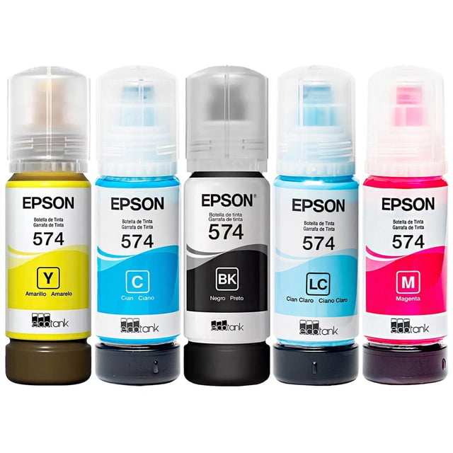 Kit 5 Botellas Tinta EPSON T574 L8050 L18050 multicolor
