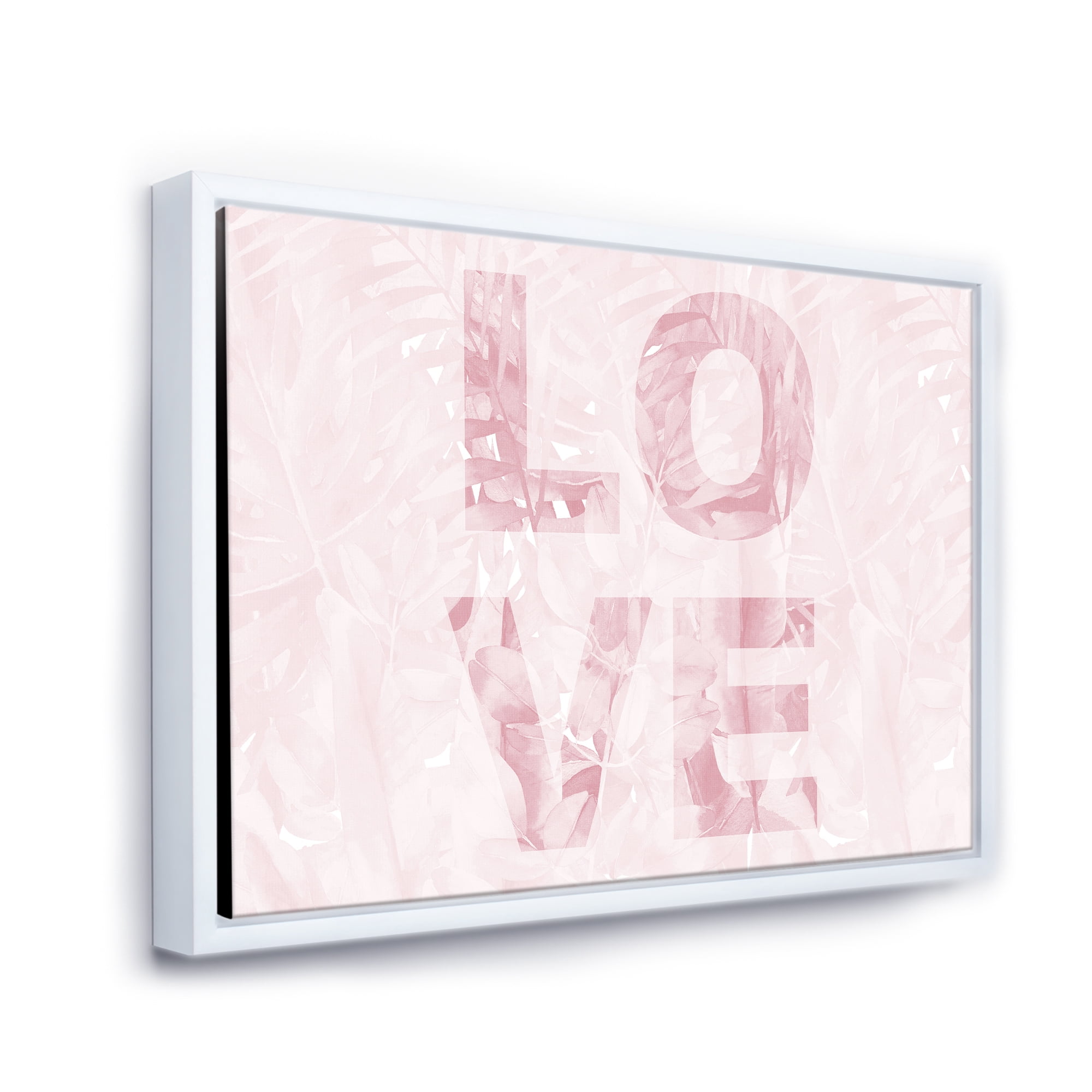 Designart 'Pink Pastel Love Abstract ' Shabby Chic Framed Canvas Wall Art Print