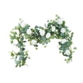 thumbnail image 4 of Enredaderas artificiales de con rosas, eucalipto falso, plantas colgantes, guirnalda de eucalipto para mesa, puerta, fiesta, pared, arco Blanco, 4 of 8