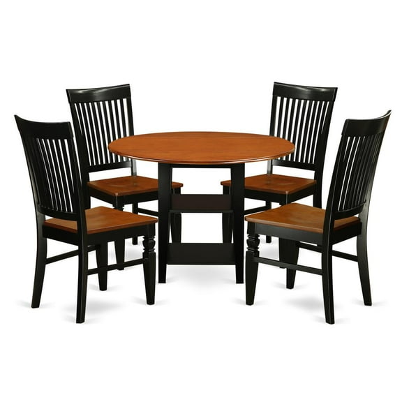 East West Furniture Dining Room Set Black & Cherry, SUWE5-BCH-W