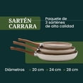 thumbnail image 4 of Set de sartenes antiadherentes tipo granito 3 piezas 20 24 28 cm aluminio texturizado beige mango efecto madera apto para inducción, 4 of 8