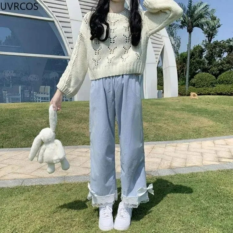 パンツ・ボトムスその他 2 Low Vertical Corduroy Pants (2color) Japanese Lolita Women's Kawaii High Waist Corduroy Pants
