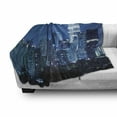 thumbnail image 3 of Cityscape Soft Flannel Fleece Blanket, Kuala Lumpur Skyline Night KLCC Twin Towers Malaysian Landmark Monochromic Photo, Cozy Plush for Indoor and Outdoor Use, 50" x 70", Navy Black, by Ambesonne, 3 of 6