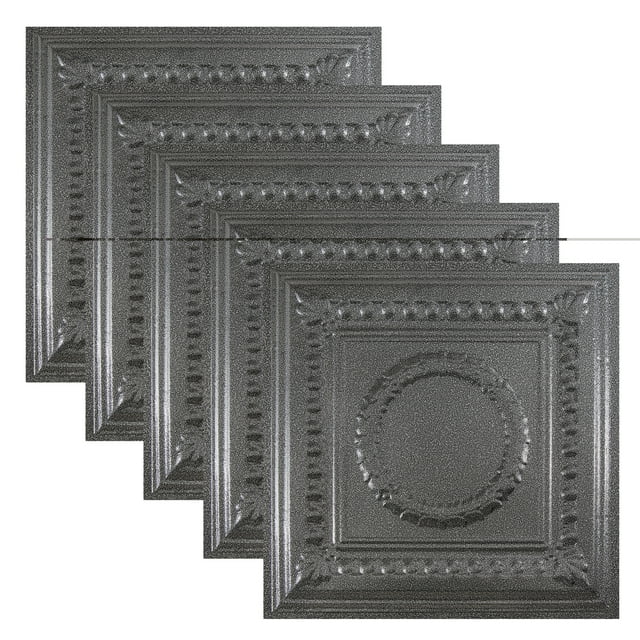 Great Lakes Tin Cleveland Pewter 2ft x 2ft Lay In Ceiling Tiles (5 Pack)