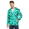 thumbnail image 5 of Green and Black Squares Men’s Hoodies Sweatshirt with Full Zip Pockets Fleece Jackets, 5 of 8