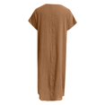 thumbnail image 6 of Avolia Plus Size Women Short Sleeve Dress with Pockets Pleats Round Neck Lightweight Casual Wear Brown XL, 6 of 7