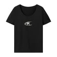 thumbnail image 2 of Camiseta para mujer verano casual moda básica camiseta para desplazamientos trabajo mochilero Negro, 2 of 7