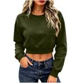 thumbnail image 3 of VBVC Women's Crew Neck Cropped Sweatshirt , Stretchy Long Sleeve Pullover For Women , Ladies' Drop Shoulder Top with Pockets, S-2XL, 3 of 9