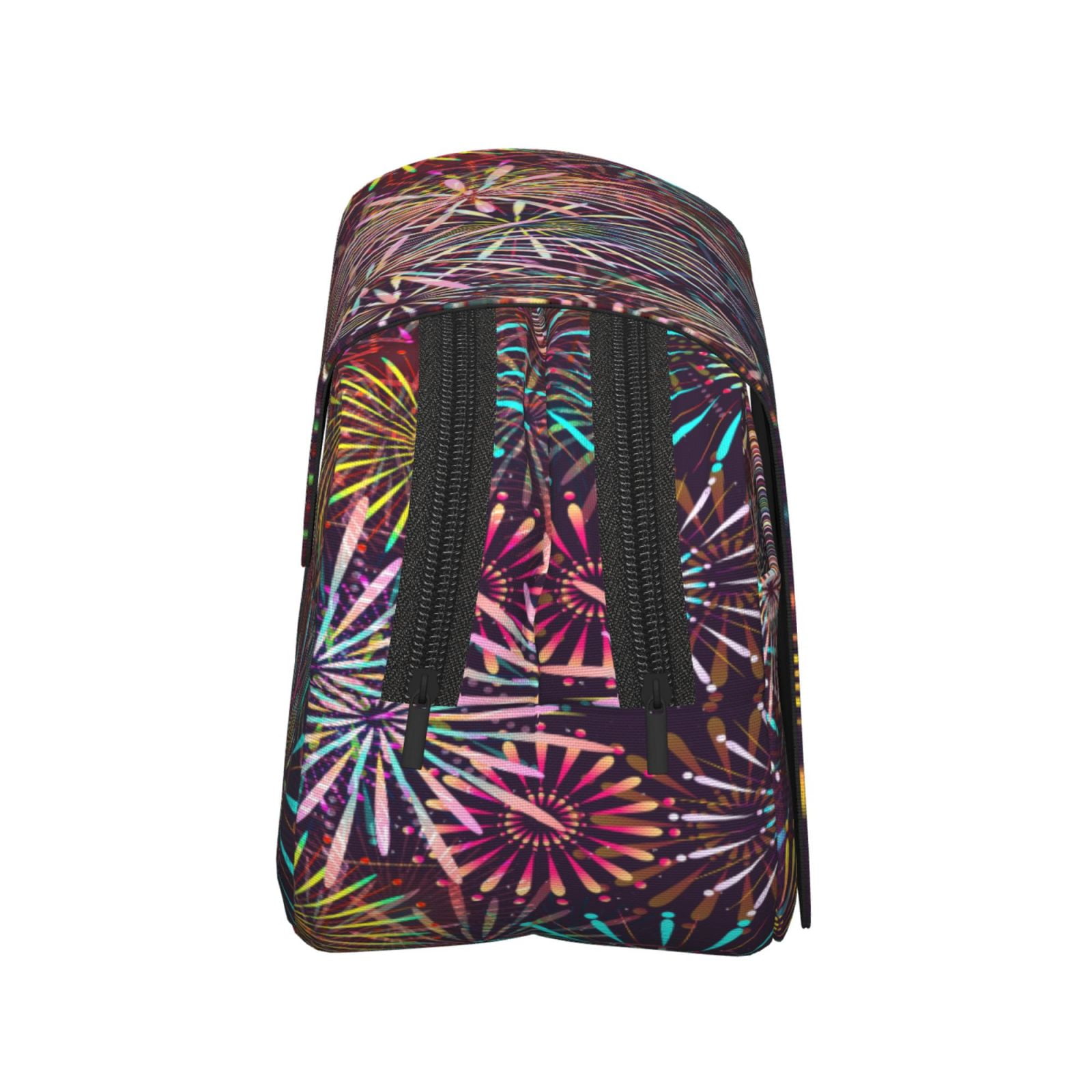 Rateoe Fireworks2 Pattern Double Clamshell Pen Case, Storage Organizer with Two Zipper Compartments– Holds Up to 50 Pencils & Pens