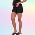 thumbnail image 2 of Savi Parker Women's Knit Denim Maternity Shorts Over Belly - 4" Inseam (S, Black Rinse), 2 of 5
