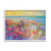 Stupell Industries Modern Seaside Flower Meadow Painting White Framed Art Print Wall Art, Design by Dorothy Fagan