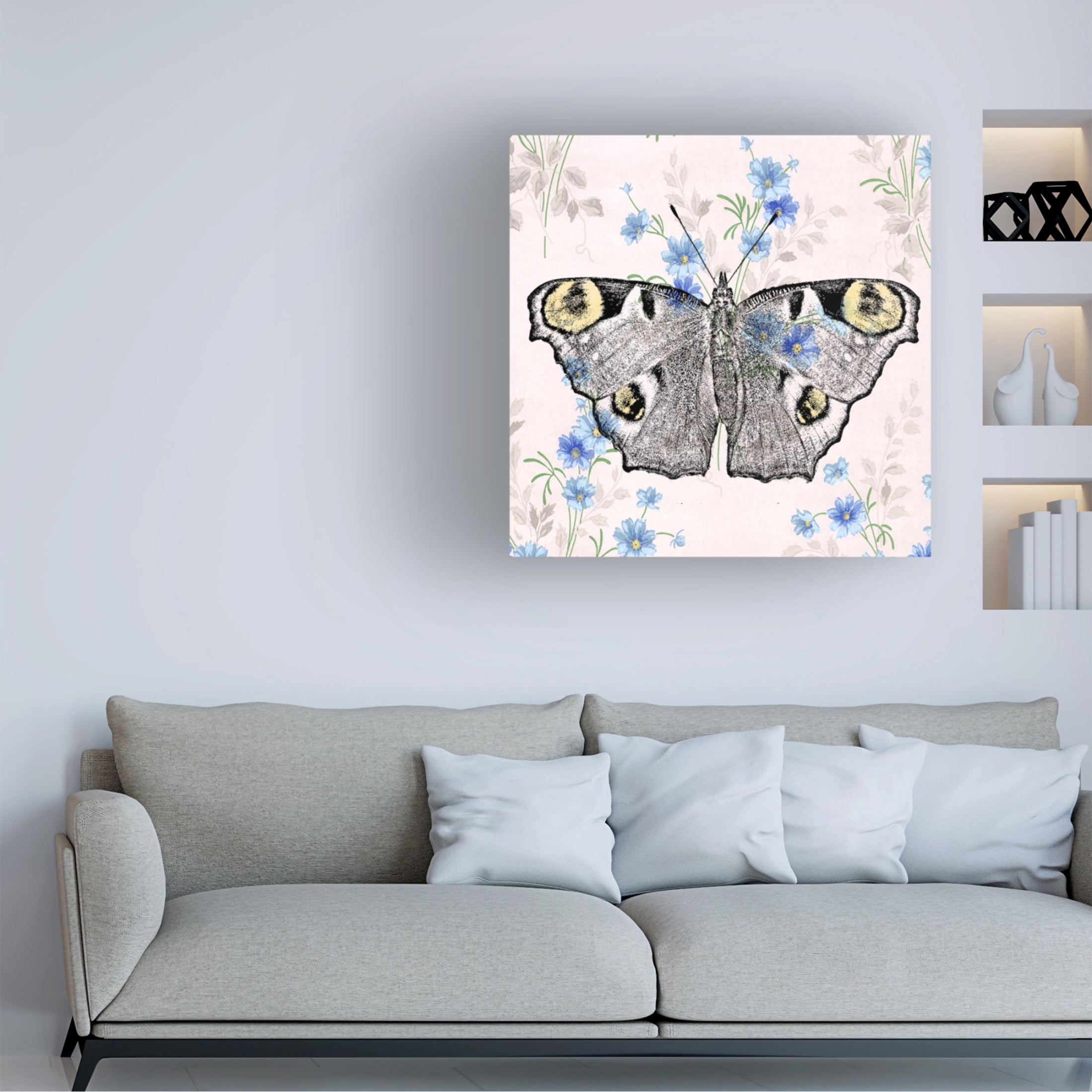 Canvas Wall Art - Dean Russo- Exclusive 'Moth Wallpaper Square' Wall Art for Living Room, Bedroom, or Office Décor by Trademark Fine Art - 35 x 35 Inches