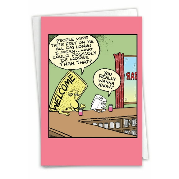 1 Funny Birthday Card with Envelope - Welcome Mat C9283BDG