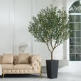 thumbnail image 5 of DR.Planzen UV Resistant 8ft Artificial Olive Tree in Black Large Planter with Pebbles– Faux Olive Tree for Indoor and Outdoor Decor, Lifelike Greenery for Home & Garden Decor, 5 of 9