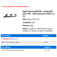 thumbnail image 2 of Right Exhaust Manifold - Compatible with 1996 - 2000 Chevy C3500 5.7L V8 1997 1998 1999, 2 of 2