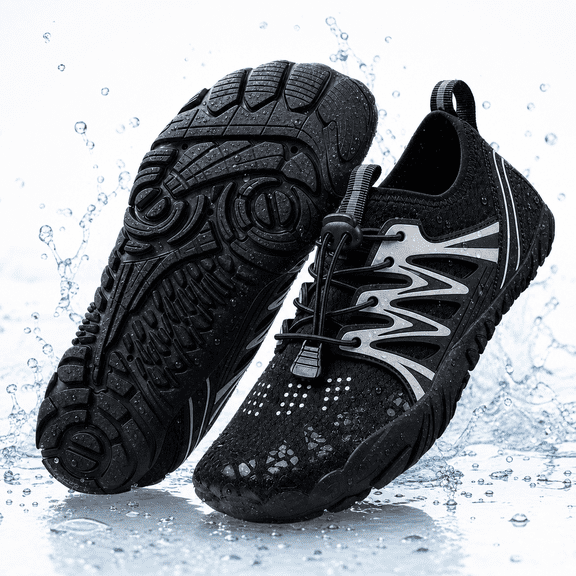 XUNKUSGA Water Shoes for Women and Men Mesh Breathable Wide Toe Barefoot Shoes Women Casual Comfortable Quick Dry Non-Slip Aqua Shoes for Fitness Hiking,Black,5.5