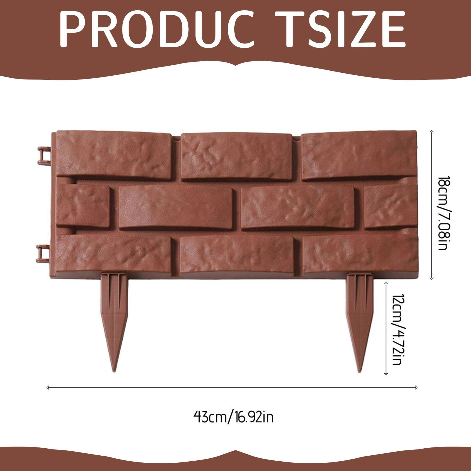 ERTZAE Faux Stone Edging For Landscaping,4Pc Brown 7.08X16.92In Stone Brick Garden Edging Border,Decorative Imitation Stone Garden Fence,Plastic Rocks For Landscaping,Artificial Stone Edging