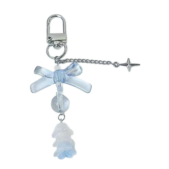Bowknot Flower Bead Keychain Decorations Keyring Ornament Backpack Handbag Charm Pendant for Girls Women