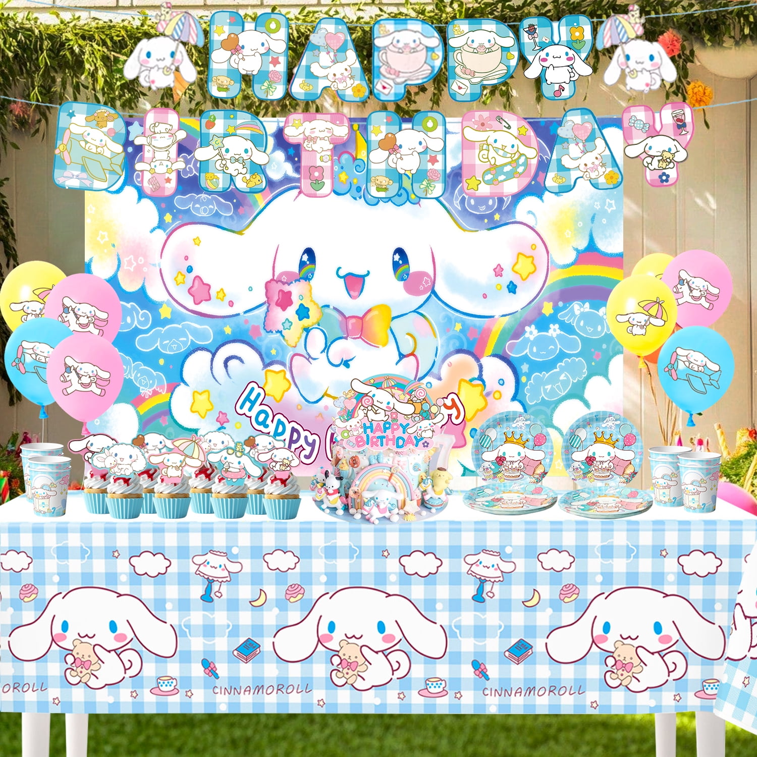 Dog Birthday Party Supplies, 108Pcs Dog Birthday Decorations and Dog Party Tableware Set - Dog Birthday Plates Tablecloths Banners Backdrop etc. for Dog Party