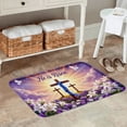thumbnail image 2 of FJPT He Is Risen Easter Cross Lily Flower Non Slip Flannel Polyester Floor Mat For Bathroom Kitchen Bedroom Decor 16x24 inch, 2 of 5