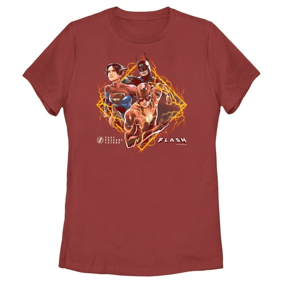 Women's The Flash Past, Present and Future Superheroes  Graphic Tee Red Medium