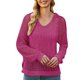 thumbnail image 1 of Gibobby Casual Suéter para Mujer, suéter ligero con cuello en V para mujer(Rosa caliente,XG), 1 of 5
