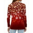 thumbnail image 4 of WTOBBY Women's Fashion Christmas Print Round Neck Long Sleeve Pullover Top, Holiday Themed Tree and Snowflake Design Sweater for Women,Vermilion XL, 4 of 5