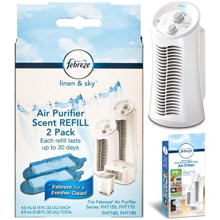 Febreze Mini Tower Air Purifier with Scent Cartridge and Replacement Filter Value Bundle