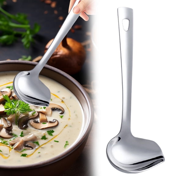 Creative Stainless Steel Sauce Ladle with Spout, Ergonomic Gravy Spoon for Cooking, Serving, Canning, Drizzling, Kitchen Gadget, White Elephant Gifts