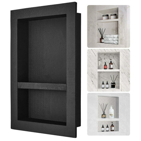 Shower Niche 16×24 Inch Double Shelf Recessed Niche – Black Waterproof Soap Organizer for Bathroom Tile Square Corner Wall Insert Sealed Shower Storage Shower Niche 16×24 Inch Double Shelf Recessed Niche – Black Waterproof Soap Organizer for Bathroom Tile Square Corner Wall Insert Sealed Shower Storage