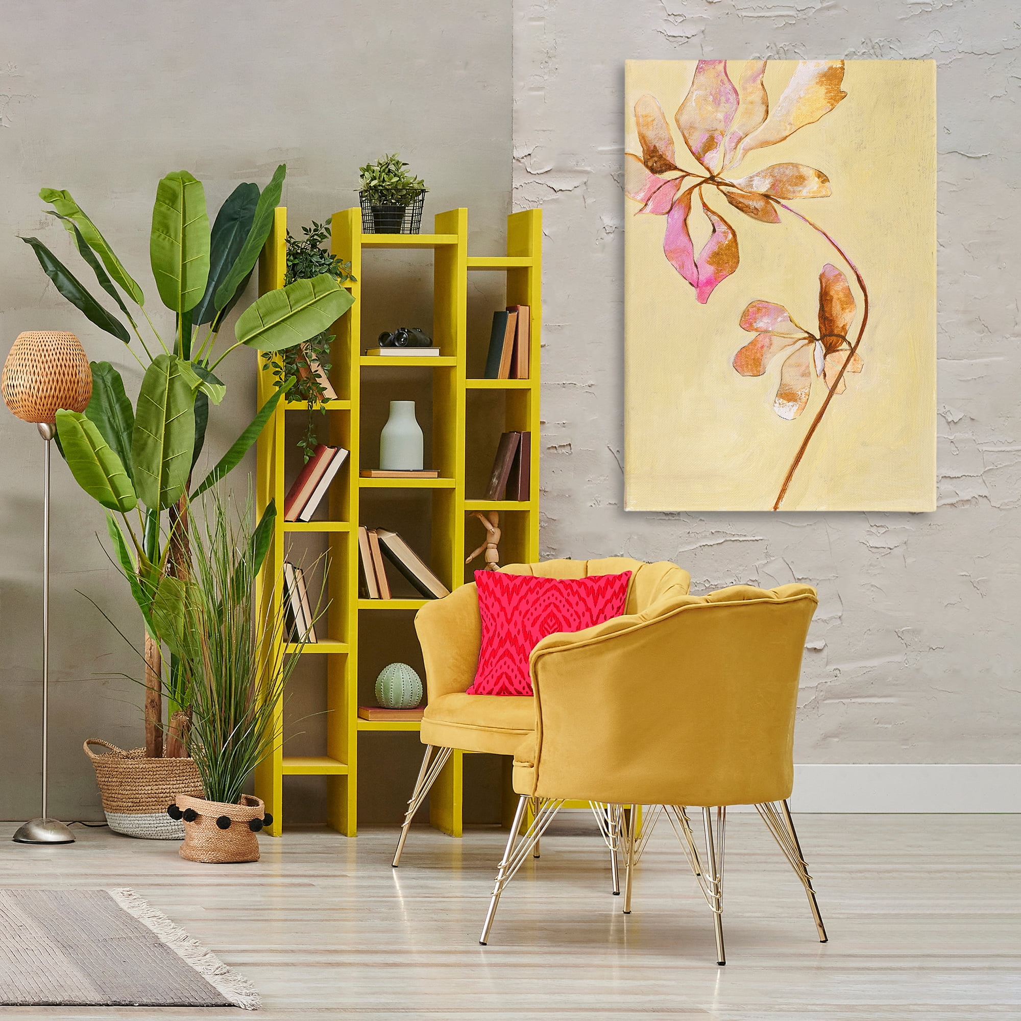 Stupell Industries Rustic Petals Impression Botanical & Floral Painting Gallery Wrapped Canvas Art Print Wall Art, 30 x 45