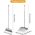 thumbnail image 2 of Broom with Dustpan Set, Dust Pan and Broom with Long Handle and Comb Teeth, Heavy Duty Upright Standing Dustpan Broom Combo for Home Kitchen Office Lobby Floor Cleaning (Grey + White), 2 of 7
