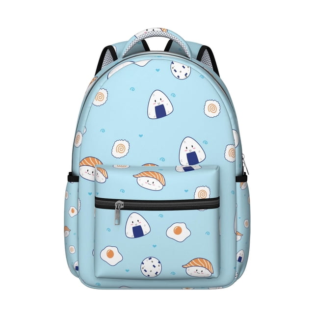 Japanese Food Students Backpack Sushi Roll Rice Fish Avocado School Bag with Sushi Party Cartoon Design, Comfortable and Adjustable Strap for Students