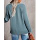 thumbnail image 3 of Jersey de manga larga con cuello de pico y botones para mujer, jersey de punto acanalado de Color liso, Jersey holgado informal, jersey XL TUNC Sencillez, 3 of 4
