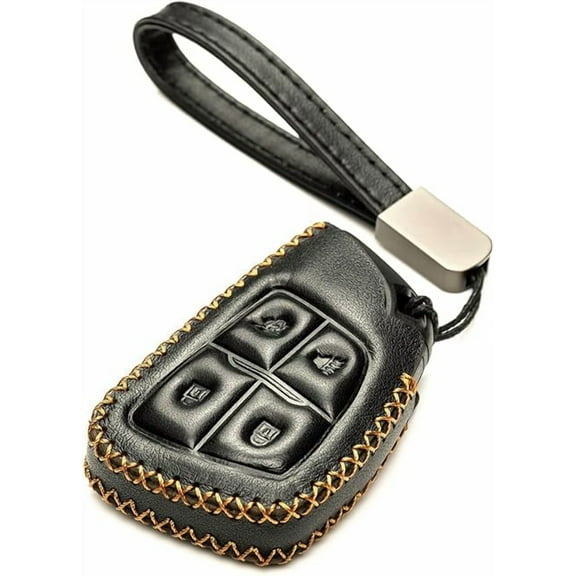 Vitodeco Leather Key Fob Cover Case Protector Compatible with Acura ZDX, Honda Prologue, Buick Envision - 4 Buttons, Black