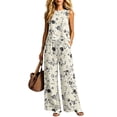 thumbnail image 6 of TaTaai Two Piece Sets for Women Floral Print Sleeveless Top Wide Leg Pants Drawstring Waist Loose Casual Summer Outfits, 6 of 6