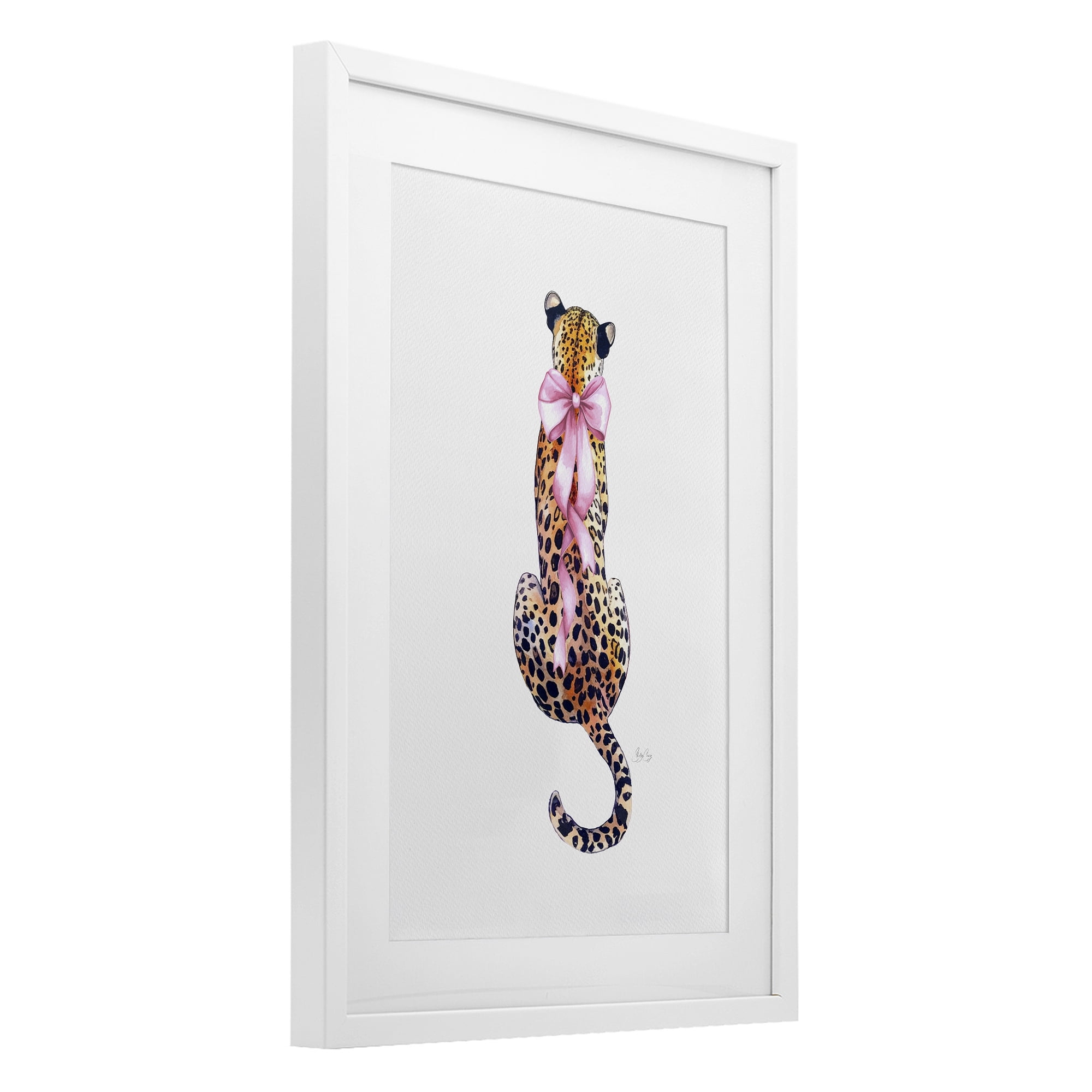 Stupell Industries Poised In Pink Cheetah White Framed Print Under Glass, design by Shelly Craig