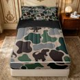 thumbnail image 3 of Erosebridal Prehistoric Dinosaur Camo Zipper Full Size Comforter Sets with Fitted Sheet and 2 Pillowcases for Boys Men, Sage Green Camouflage Zipper Bedding Set, Black Reversible, 4 Pieces, 3 of 7