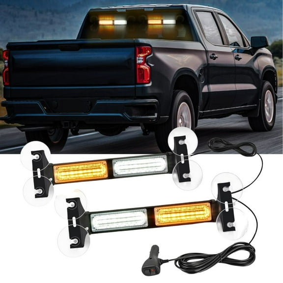 Nilight 40LED Amber White Emergency Strobe Advisor Light Bar with Suction Cups Dash Safety Warning Hazard Flashing Lights Interior Front/Rear Windshield for Trucks Construction Vehicles