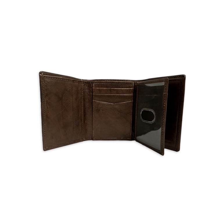 George Flip ID Crunch Trifold Leather Wallet, Brown photo 3